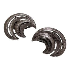 Vintage Trifari Silver Clip-On Earrings Classic Designer Costume Jewelry Retro‎